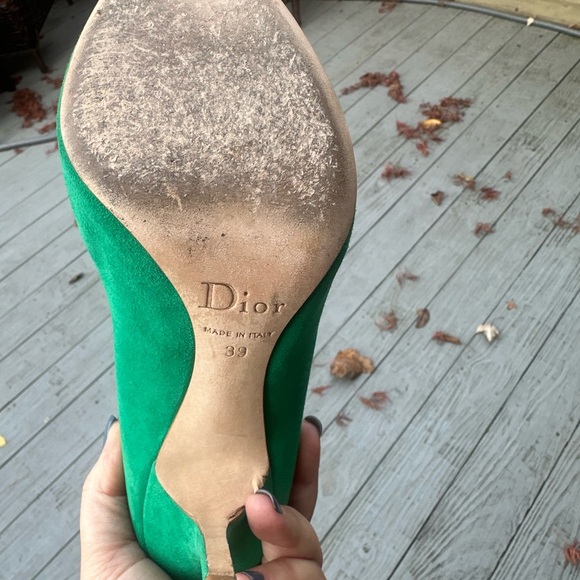 Christian Dior Emerald Suede Pointed Toe Pumps - Picture 10 of 10